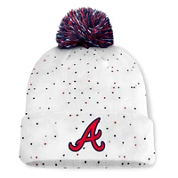 Women's Fanatics White Atlanta Braves Fundamental Confetti Cuffed Knit Hat with Pom