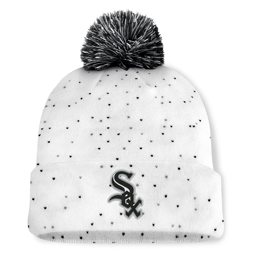 Women's Fanatics White Chicago White Sox Fundamental Confetti Cuffed Knit Hat with Pom