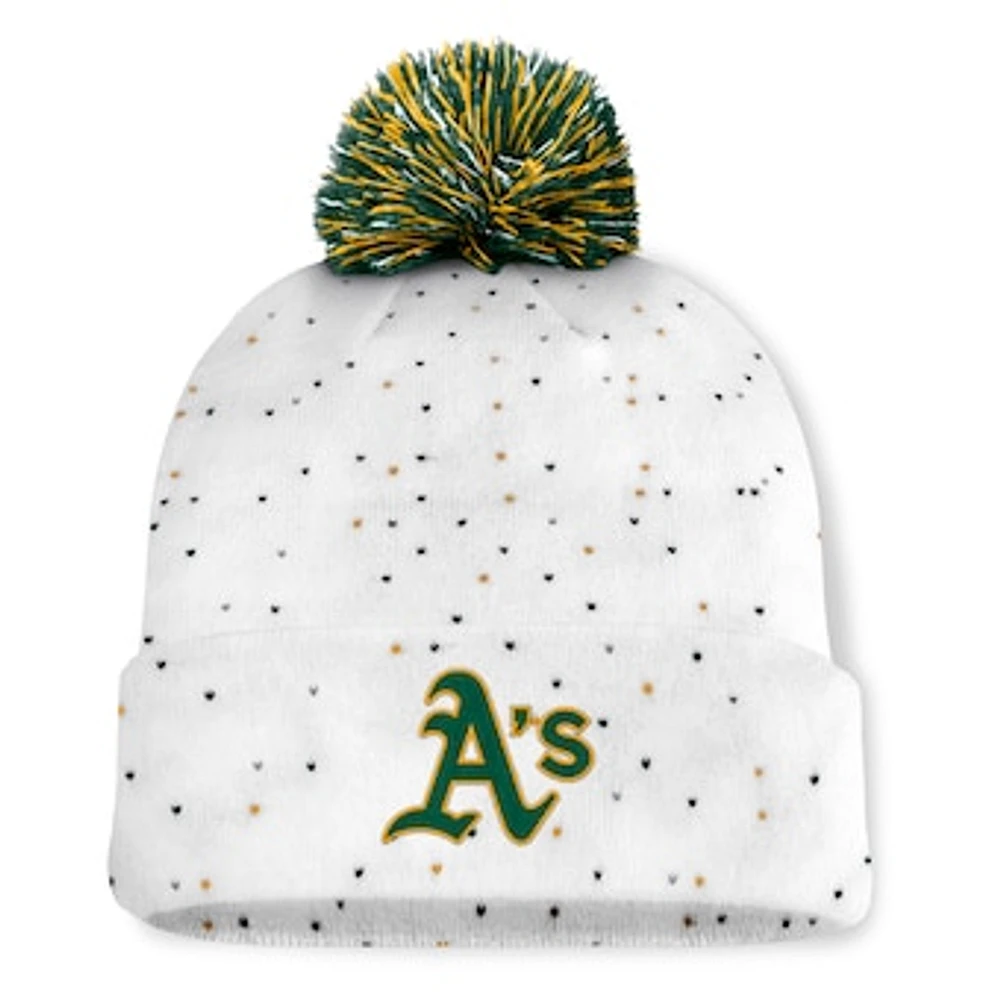 Women's Fanatics White Athletics Fundamental Confetti Cuffed Knit Hat with Pom