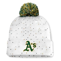 Women's Fanatics White Athletics Fundamental Confetti Cuffed Knit Hat with Pom