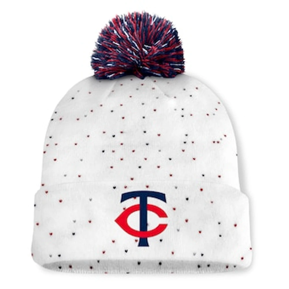 Women's Fanatics White Minnesota Twins Fundamental Confetti Cuffed Knit Hat with Pom