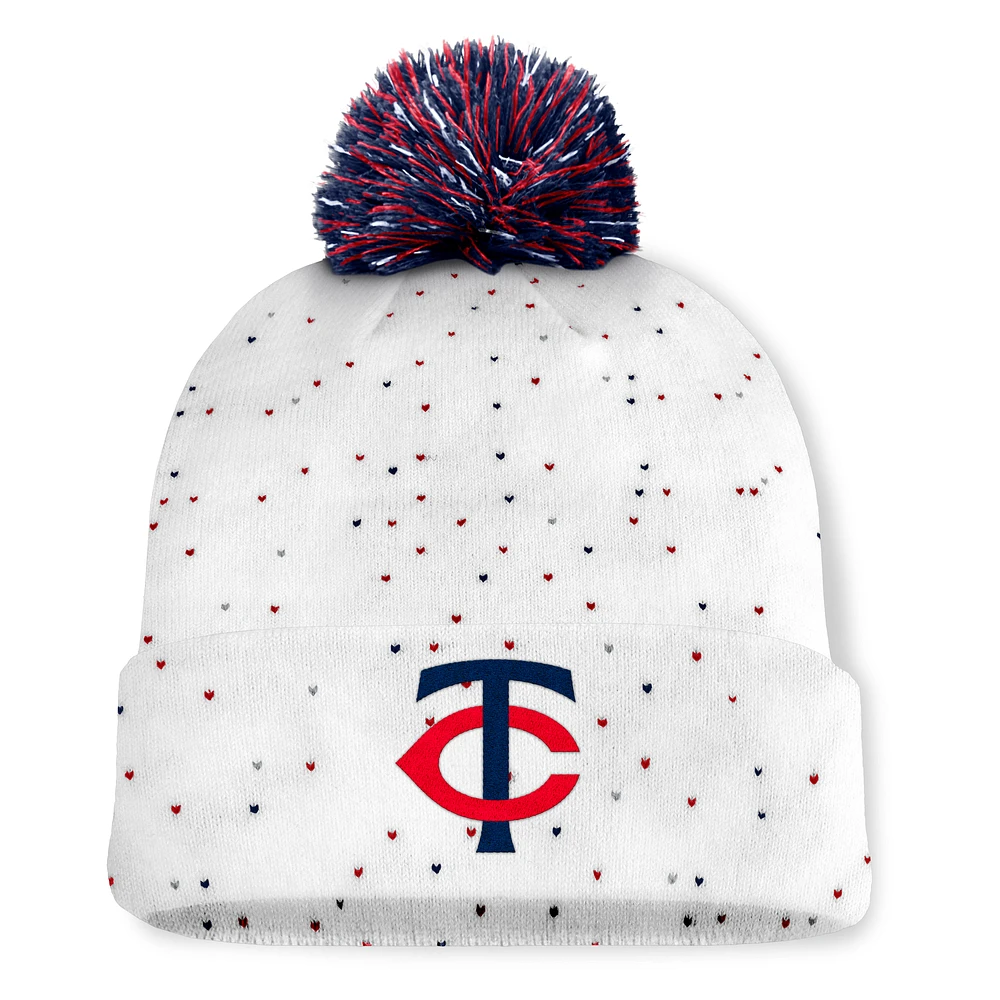 Women's Fanatics White Minnesota Twins Fundamental Confetti Cuffed Knit Hat with Pom