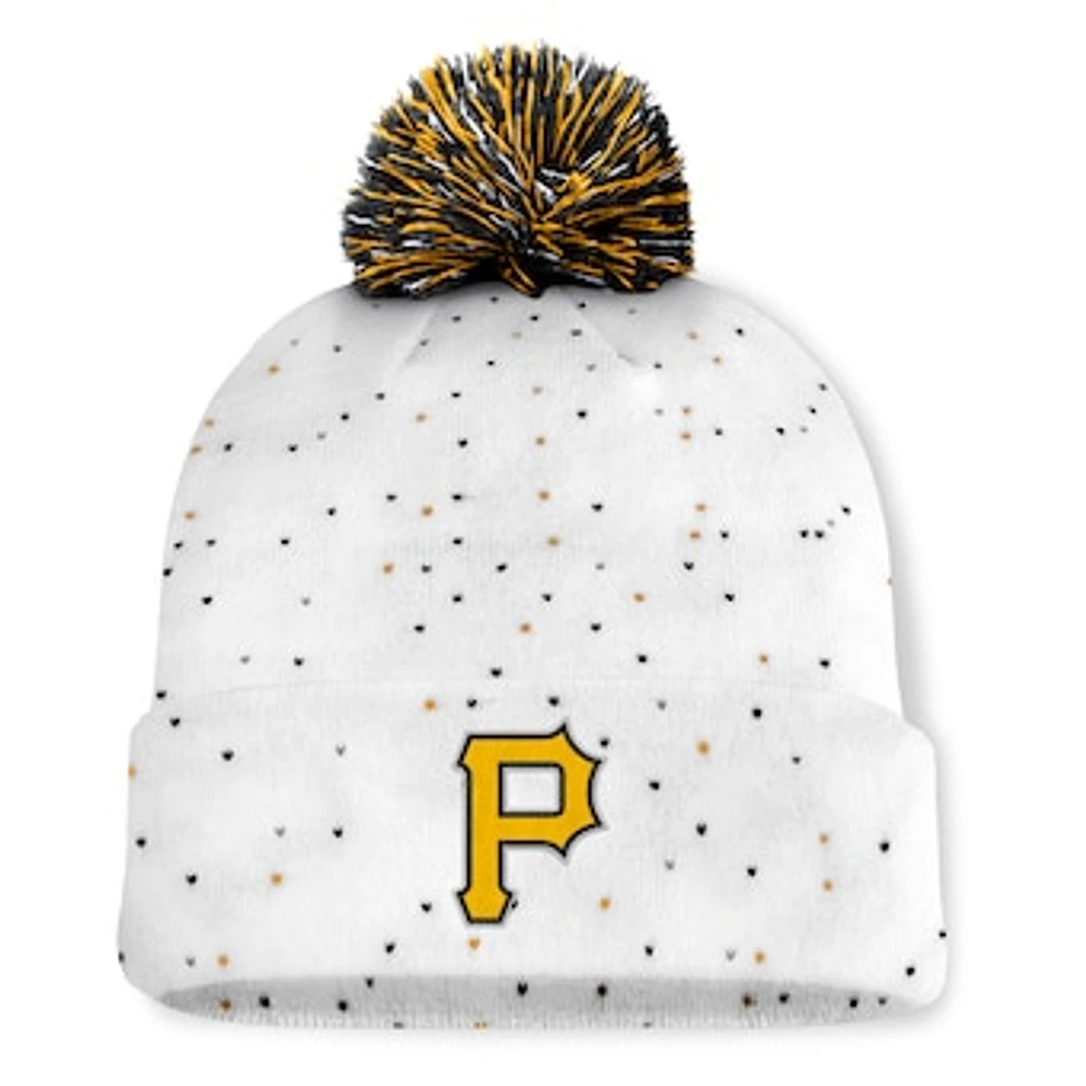 Women's Fanatics White Pittsburgh Pirates Fundamental Confetti Cuffed Knit Hat with Pom