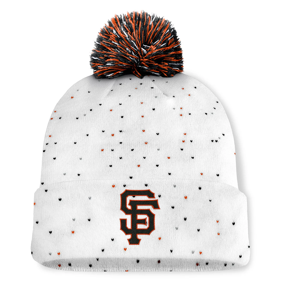 Women's Fanatics White San Francisco Giants Fundamental Confetti Cuffed Knit Hat with Pom