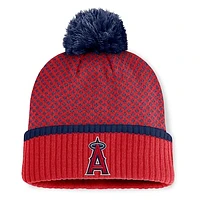 Women's Fanatics Red Los Angeles Angels Fundamental Jacquard Cuffed Knit Hat with Pom