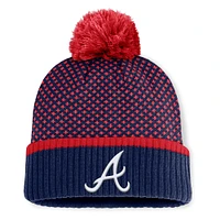 Women's Fanatics Navy Atlanta Braves Fundamental Jacquard Cuffed Knit Hat with Pom