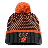 Women's Fanatics Black Baltimore Orioles Fundamental Jacquard Cuffed Knit Hat with Pom