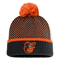 Women's Fanatics Black Baltimore Orioles Fundamental Jacquard Cuffed Knit Hat with Pom