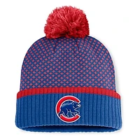 Women's Fanatics Royal Chicago Cubs Fundamental Jacquard Cuffed Knit Hat with Pom