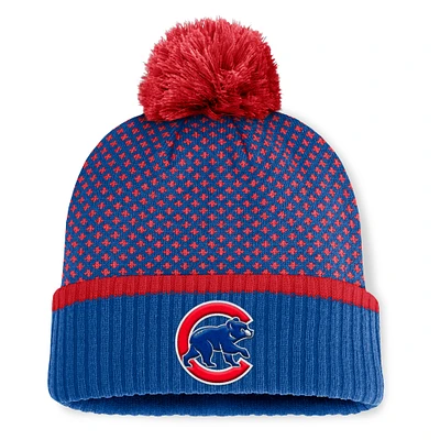 Women's Fanatics Royal Chicago Cubs Fundamental Jacquard Cuffed Knit Hat with Pom