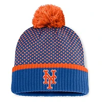 Women's Fanatics Royal New York Mets Fundamental Jacquard Cuffed Knit Hat with Pom