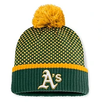 Women's Fanatics Green Athletics Fundamental Jacquard Cuffed Knit Hat with Pom