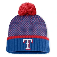 Women's Fanatics Royal Texas Rangers Fundamental Jacquard Cuffed Knit Hat with Pom