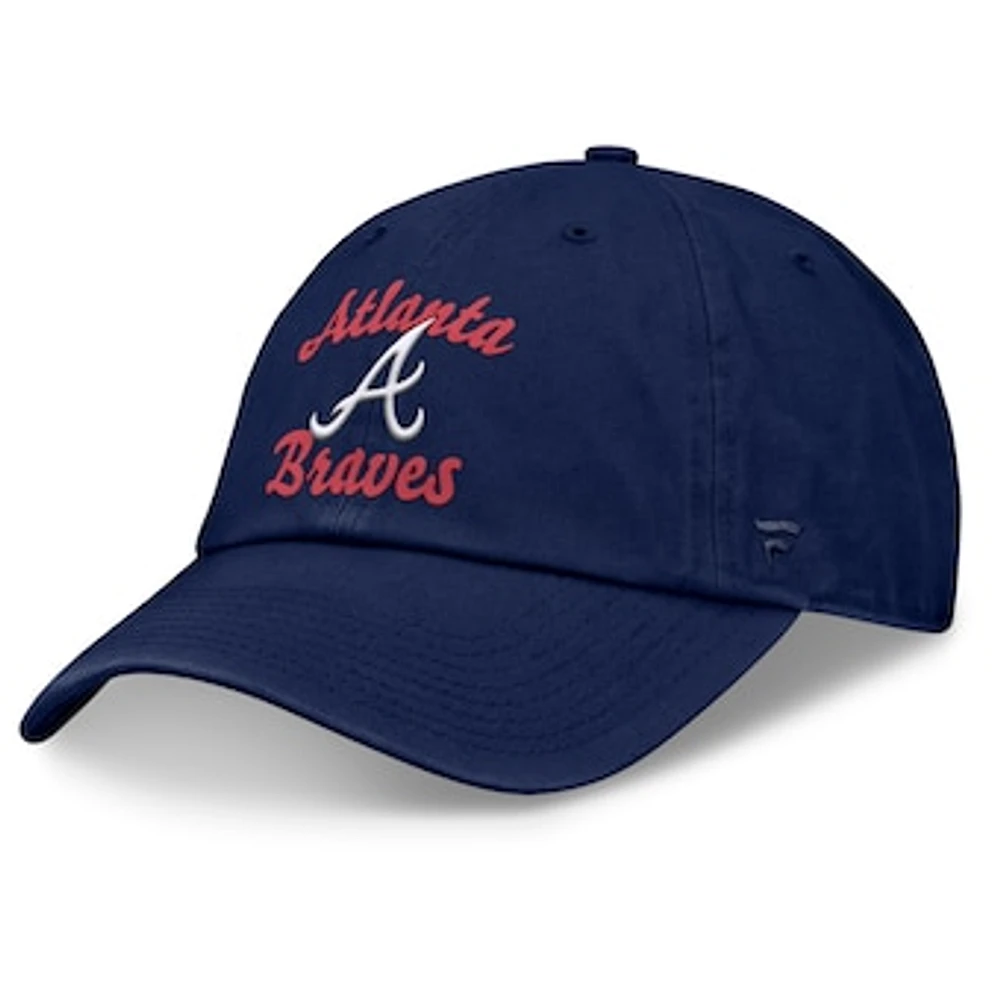 Women's Fanatics Navy Atlanta Braves Fundamental Script Logo Adjustable Hat