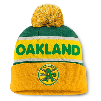 Men's Fanatics Green Oakland Athletics Heritage Cuffed Knit Hat with Pom