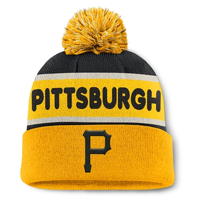 Men's Fanatics Black Pittsburgh Pirates Heritage Cuffed Knit Hat with Pom