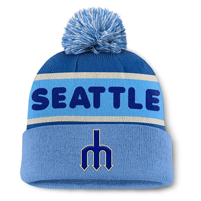 Men's Fanatics Royal Seattle Mariners Heritage Cuffed Knit Hat with Pom