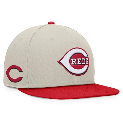 Men's Fanatics Khaki/Red Cincinnati Reds Team Two-Tone Snapback Hat