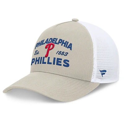 Men's Fanatics Stone Philadelphia Phillies A-Frame Trucker Adjustable Hat