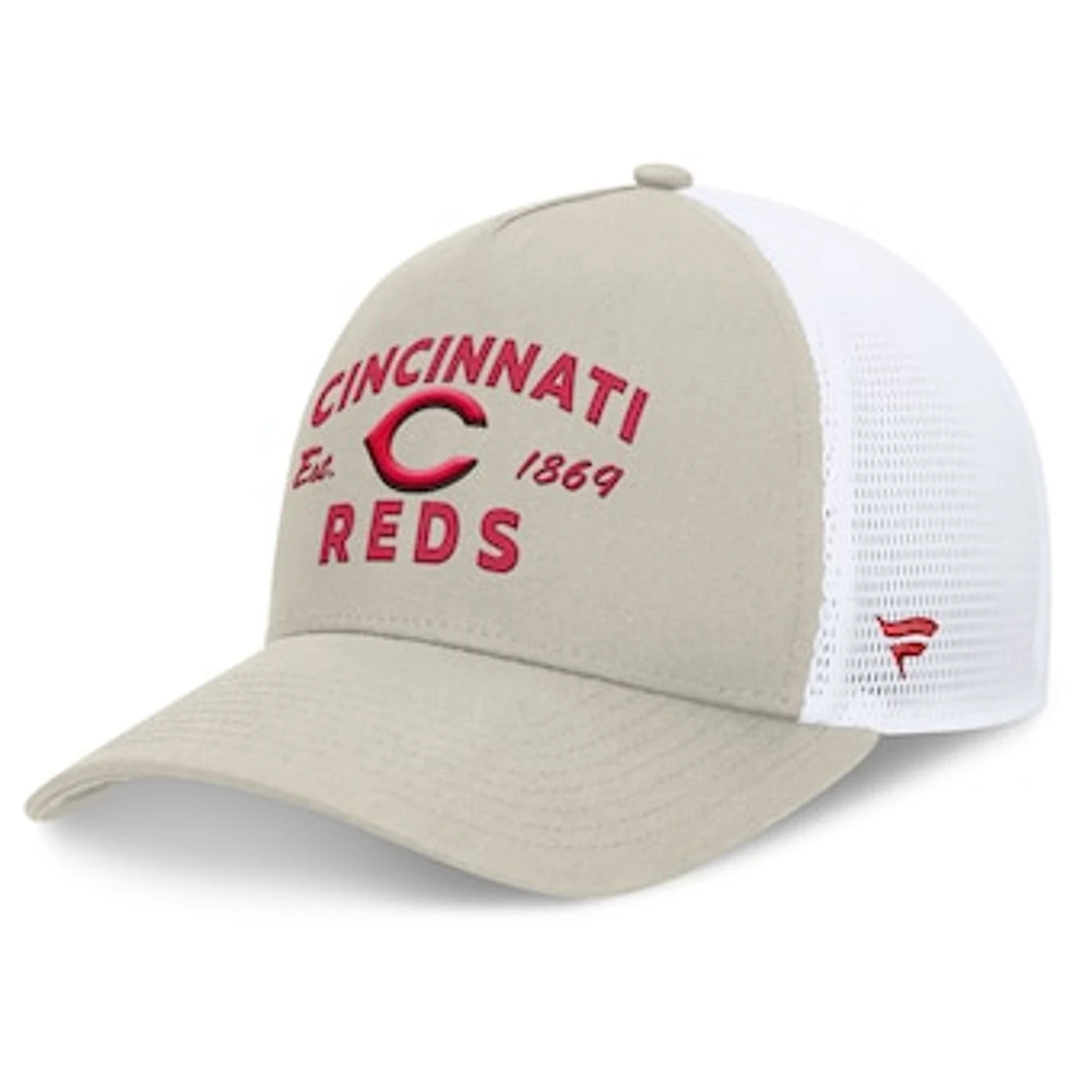 Men's Fanatics Stone Cincinnati Reds A-Frame Trucker Adjustable Hat