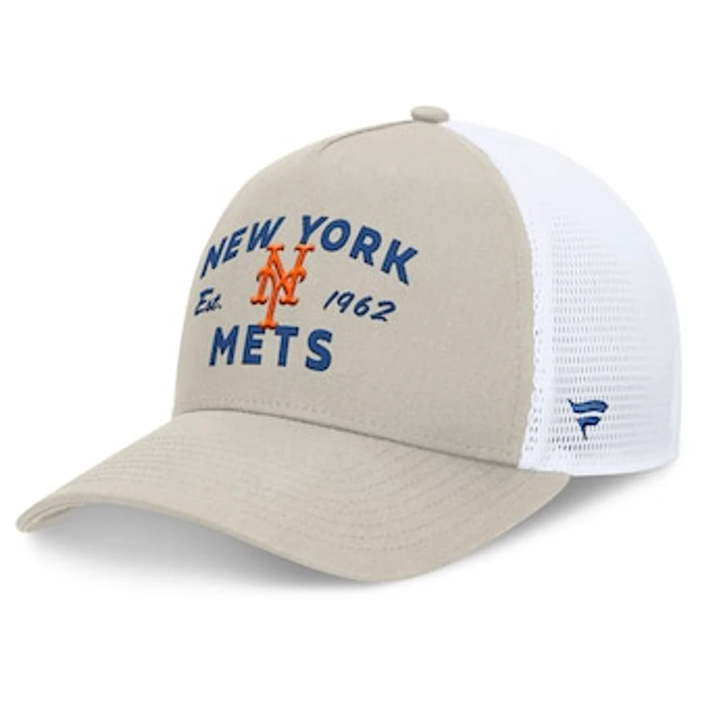 Men's Fanatics Stone New York Mets A-Frame Trucker Adjustable Hat