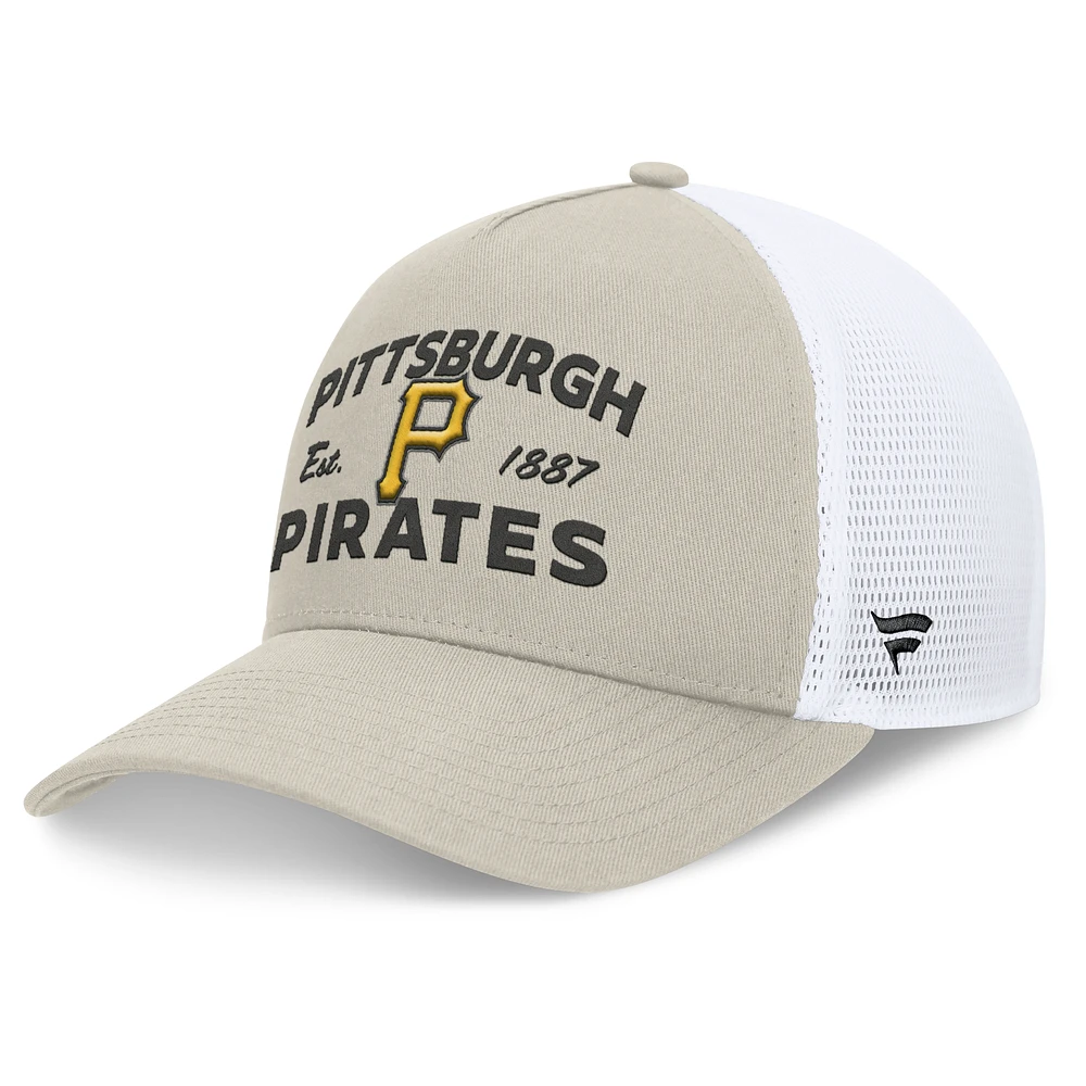 Men's Fanatics Stone Pittsburgh Pirates A-Frame Trucker Adjustable Hat