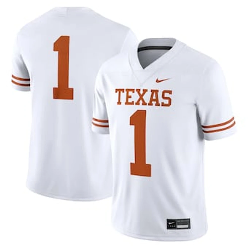 Men's Nike #1 White Texas Longhorns Game Jersey