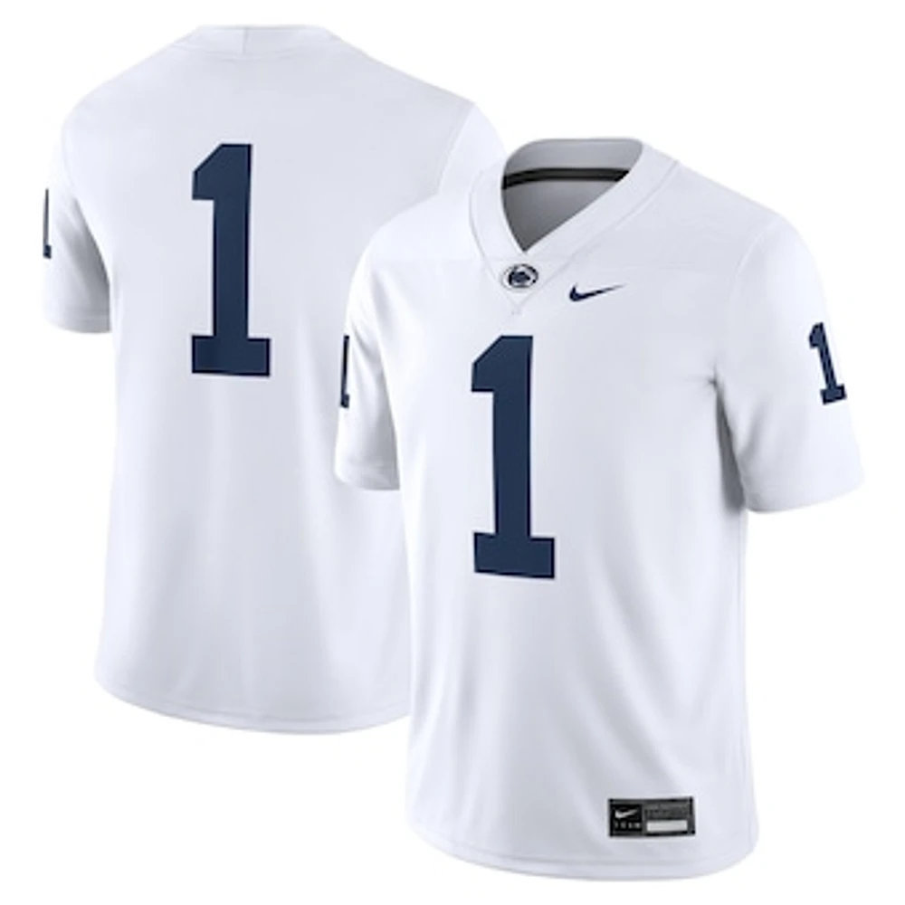 Men's Nike #1 White Penn State Nittany Lions Game Jersey