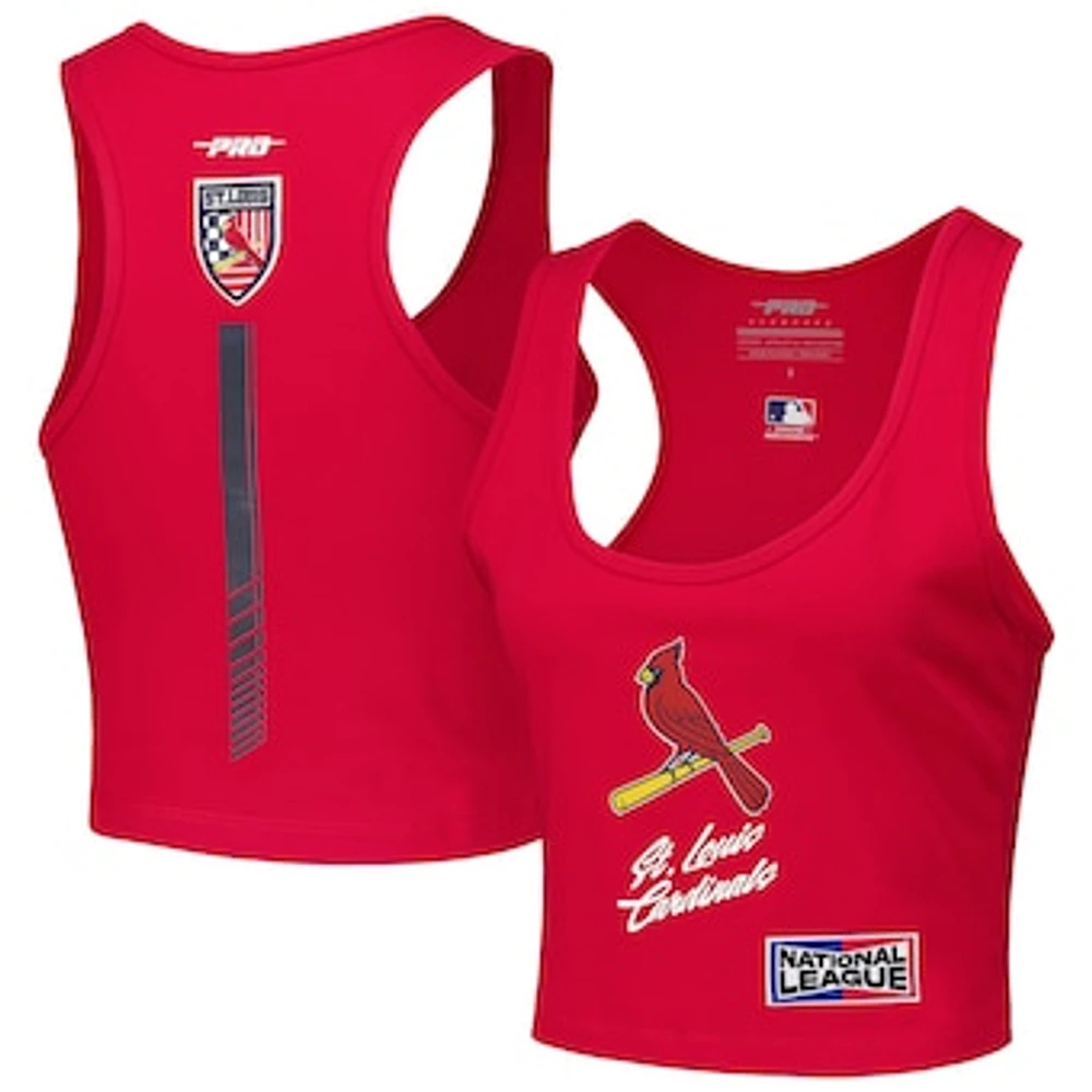 Women's Pro Standard Red St. Louis Cardinals Fast Lane Fitted Tri-Blend Cropped Tank Top