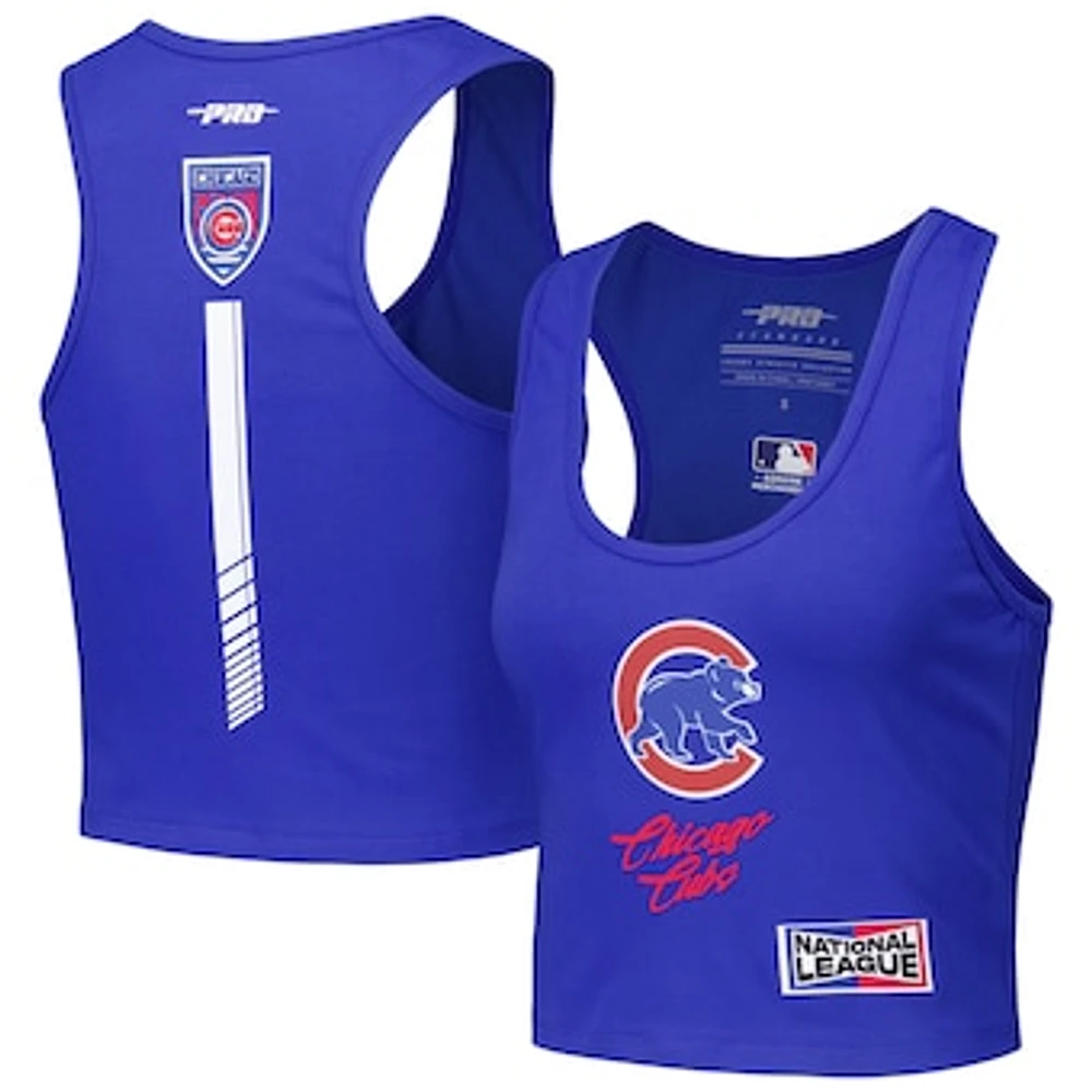 Women's Pro Standard Royal Chicago Cubs Fast Lane Fitted Tri-Blend Cropped Tank Top