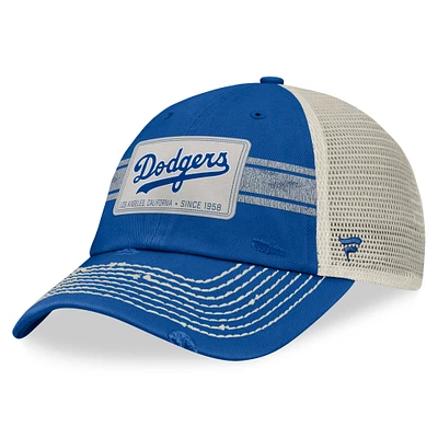 Men's Fanatics Royal/Natural Los Angeles Dodgers  Heritage Stripe Trucker Adjustable Hat