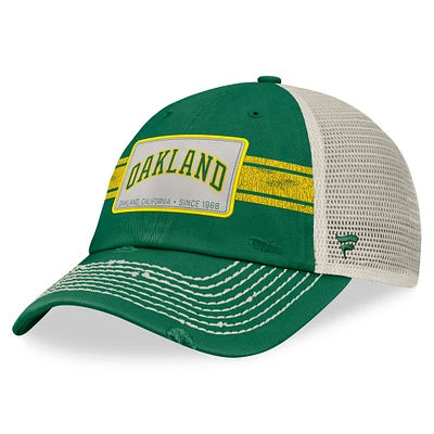 Men's Fanatics Green/Natural Oakland Athletics  Heritage Stripe Trucker Adjustable Hat