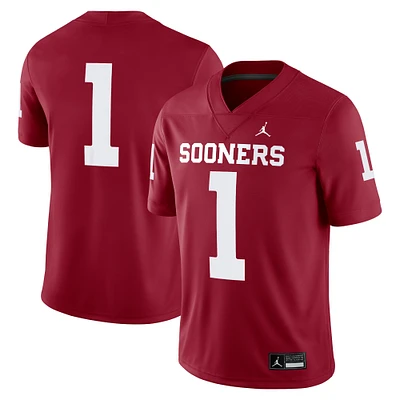 Men's Jordan Brand #1 Crimson Oklahoma Sooners Game Jersey