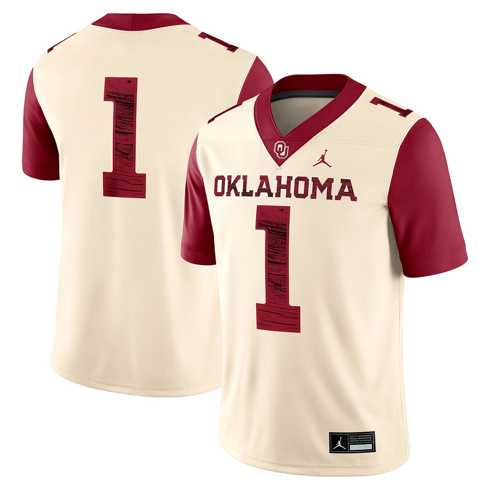 Men's Jordan Brand #1 Natural Oklahoma Sooners Alternate Game Jersey