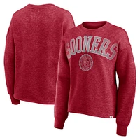 Women's Fanatics Heather Crimson Oklahoma Sooners Heritage Oversized Tradition Fleece Sweatshirt