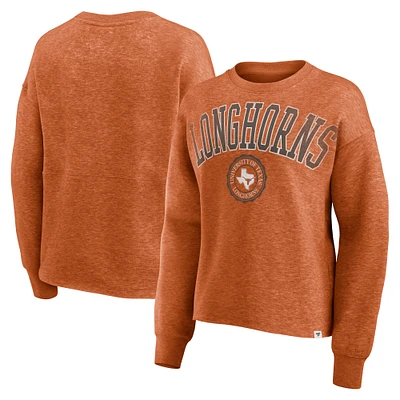 Women's Fanatics Heather Texas Orange Texas Longhorns Heritage Oversized Tradition Fleece Sweatshirt