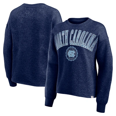 Women's Fanatics Heather Navy North Carolina Tar Heels Heritage Oversized Tradition Fleece Sweatshirt