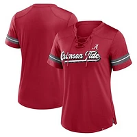 Women's Fanatics Crimson Alabama Tide Fundamental Overtime Readiness Athena Lace-Up V-Neck T-Shirt