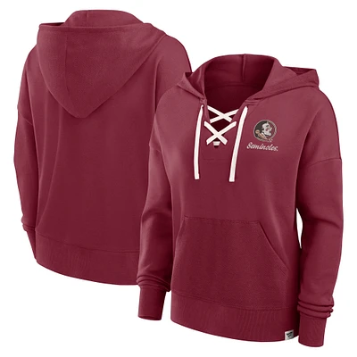 Women's Fanatics Garnet Florida State Seminoles Heritage Original Script Lace-Up Pullover Hoodie