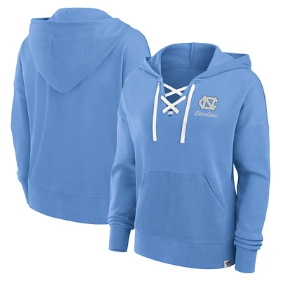 Women's Fanatics Carolina Blue North Carolina Tar Heels Heritage Original Script Lace-Up Pullover Hoodie