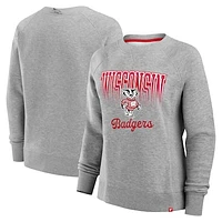 Women's Fanatics Heather Gray Wisconsin Badgers Training Camp Hit Hard Fleece Pullover Sweatshirt