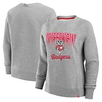 Women's Fanatics Heather Gray Wisconsin Badgers Training Camp Hit Hard Fleece Pullover Sweatshirt