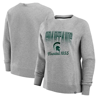 Women's Fanatics Heather Gray Michigan State Spartans Training Camp Hit Hard Fleece Pullover Sweatshirt