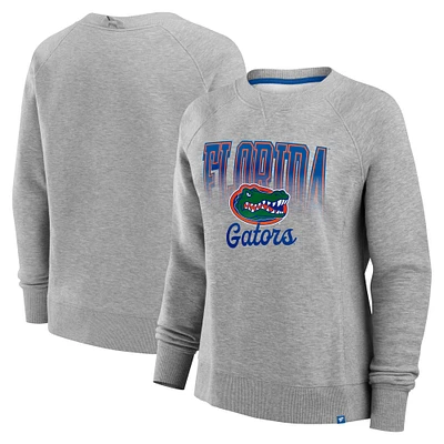 Women's Fanatics Heather Gray Florida Gators Training Camp Hit Hard Fleece Pullover Sweatshirt