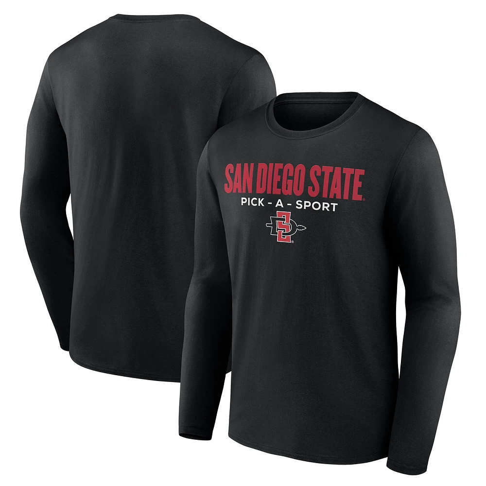 Men's Black San Diego State Aztecs Authentic Pick-A-Sport Long Sleeve T-Shirt