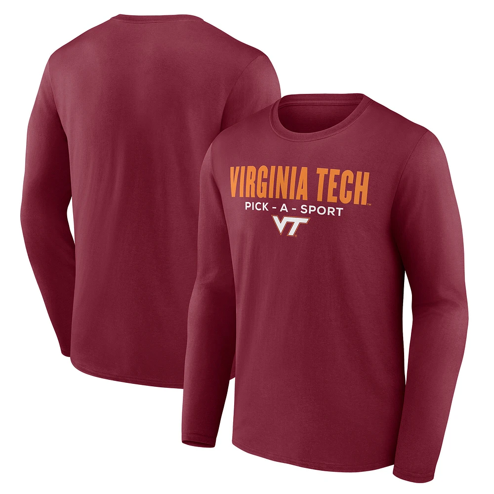 Men's Maroon Virginia Tech Hokies Authentic Pick-A-Sport Long Sleeve T-Shirt