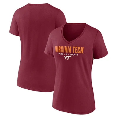 Women's Maroon Virginia Tech Hokies Authentic Pick-A-Sport V-Neck T-Shirt