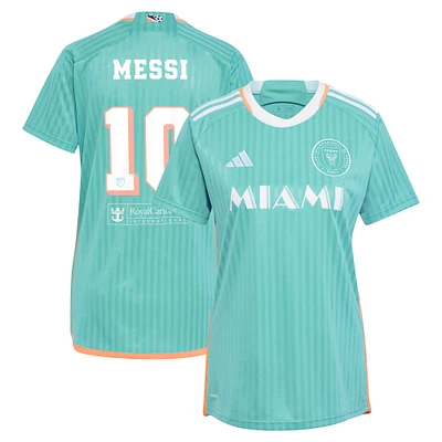 Women's adidas Lionel Messi Aqua Inter Miami CF 2024 Archive Replica Player Jersey