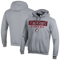 Men's Champion Gray Northeastern Huskies Rowing Eco Powerblend Pullover Hoodie