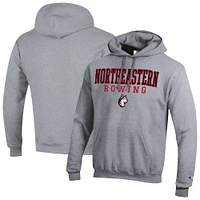 Men's Champion Gray Northeastern Huskies Rowing Eco Powerblend Pullover Hoodie